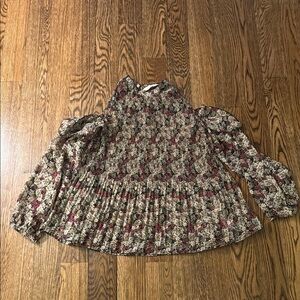 Zara Basic Flowy Floral Cold Shoulder Blouse Top Size Small